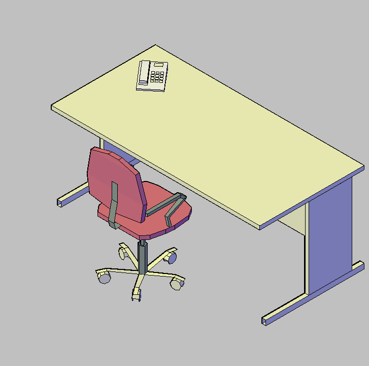 Bloque Autocad Vista de Mesa despacho 05 en 3D
